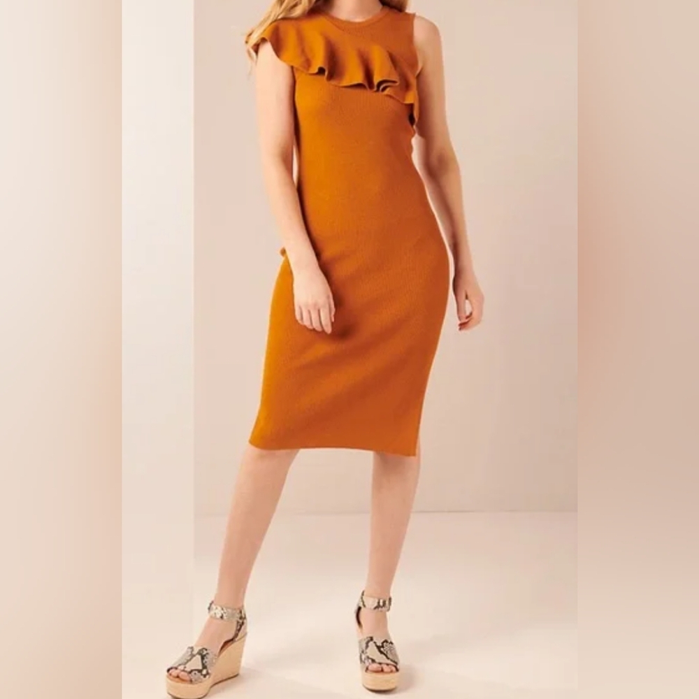Nine West Brown Sleeveless Top with Ruffle Detail
